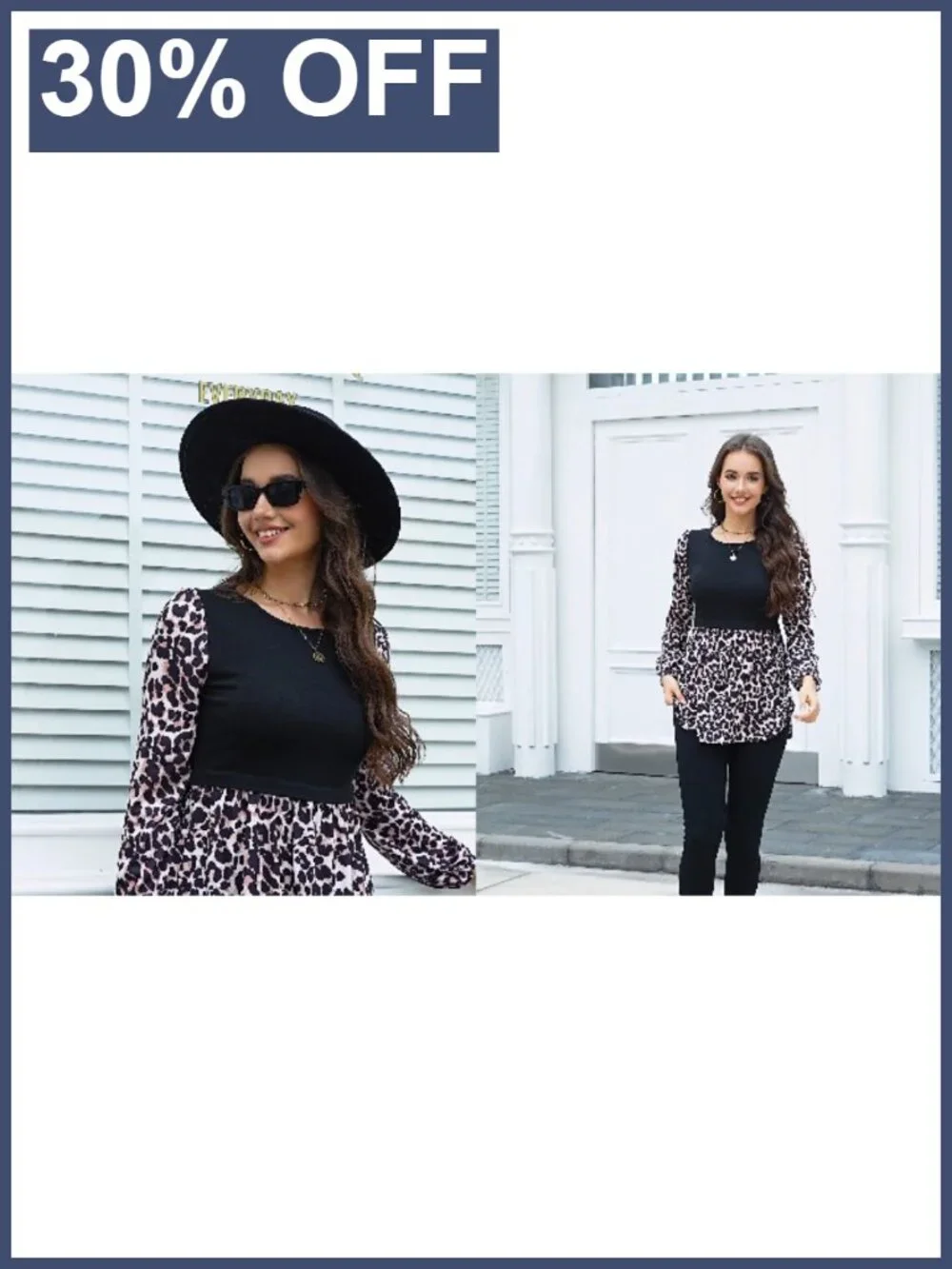 Long Sleeve Tunic Top Crew Neck Babydoll Peplum Blouse_5